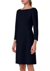 Akris Double-Face Wool Boatneck A-Line Dress