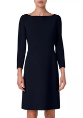 Akris Double-Face Wool Boatneck A-Line Dress
