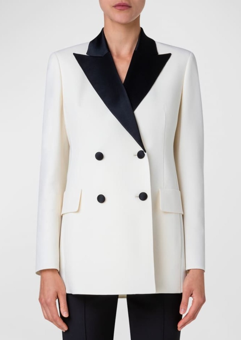 Akris Double-Face Wool Tuxedo Jacket with Contrast Satin Lapel