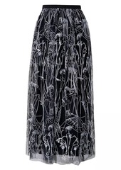 Akris Embroidered Tulle Maxi Skirt