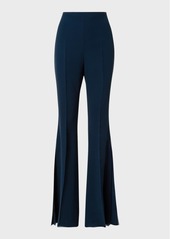 Akris Faralda Silk Georgette Bootcut Pants with Split Hem