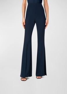 Akris Faralda Silk Georgette Bootcut Pants with Split Hem