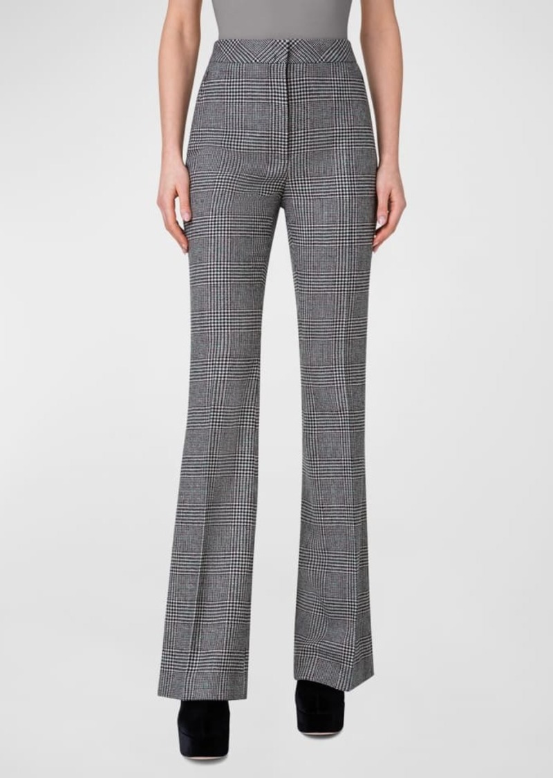 Akris Farida Cashmere Prince of Galles Bootcut Pants