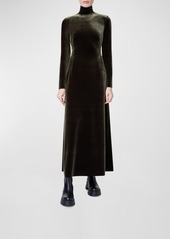 Akris Fluid Velvet Mock-Neck Gown