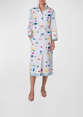 Akris Fruits Printed Cotton Poplin Midi Shirtdress 