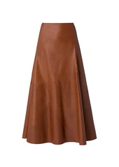 Akris Leather A-Line Midi Skirt