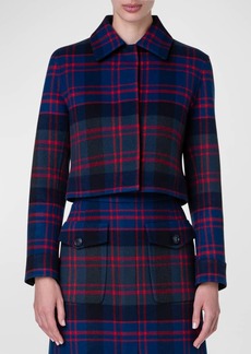 Akris Lewitt Glen Check Wool-Cashmere 70s Short Jacket