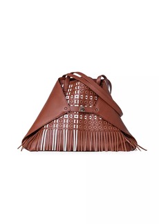 Akris Medium Ai Woven Leather & Fringe Shoulder Bag