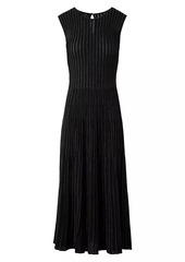 Akris Metallic Rib-Knit Sleeveless Midi-Dress