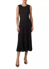 Akris Metallic Rib-Knit Sleeveless Midi-Dress