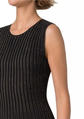 Akris Metallic Rib-Knit Sleeveless Midi-Dress