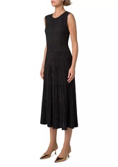 Akris Metallic Rib-Knit Sleeveless Midi-Dress