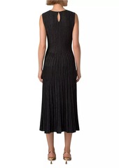 Akris Metallic Rib-Knit Sleeveless Midi-Dress