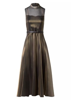 Akris Metallic Silk-Blend Fit & Flare Sleeveless Midi-Dress