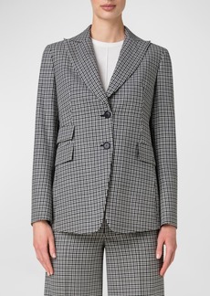 Akris Micro-Check Wool Blazer Jacket 
