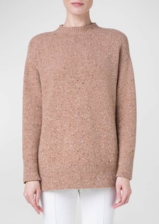 Akris Mock-Neck Paillette Cashmere Knit Sweater 