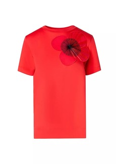 Akris Poppy Appliqué Cotton T-Shirt