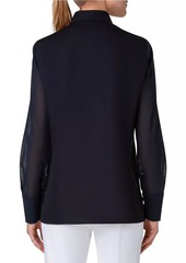 Akris Poppy Appliqué Cotton Voile Shirt