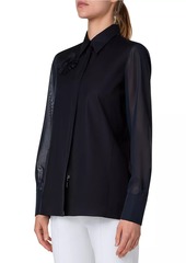 Akris Poppy Appliqué Cotton Voile Shirt