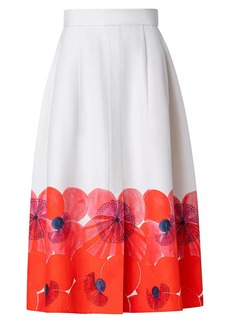 Akris Poppy Cotton-Silk Midi-Skirt
