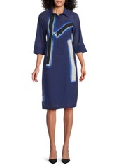 Akris Print Sheath Shirt Dress