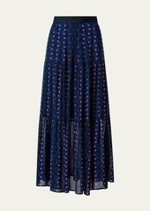 Akris punto Bird Print Maxi Tiered Skirt