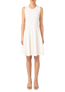 Akris punto Cable Stitch Sleeveless Fit & Flare Sweater Dress in Cream at Nordstrom