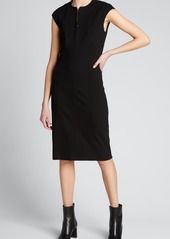 Akris punto Cap-Sleeve Zip-Front Seamed Dress  Black