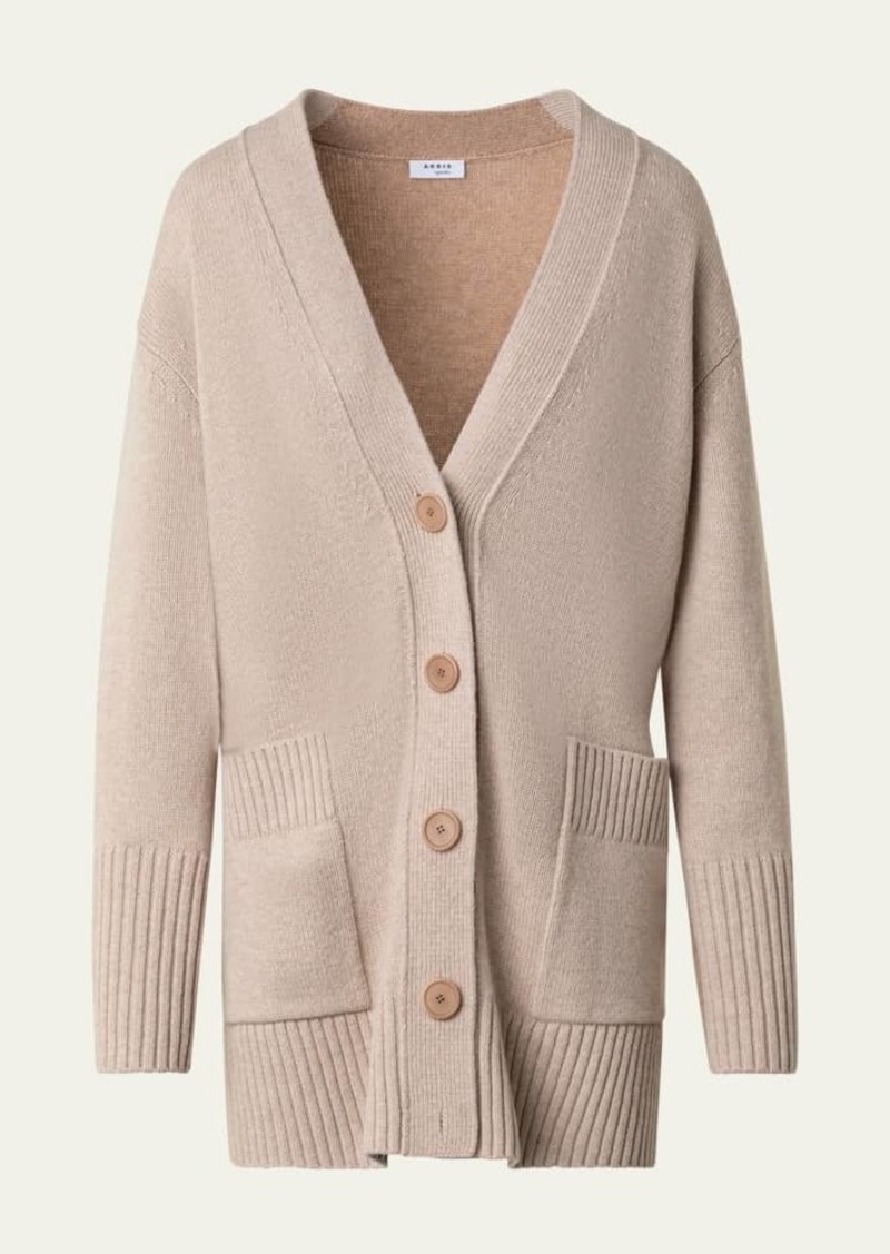 Akris punto Cashmere-Blend Long Button-Front Cardigan