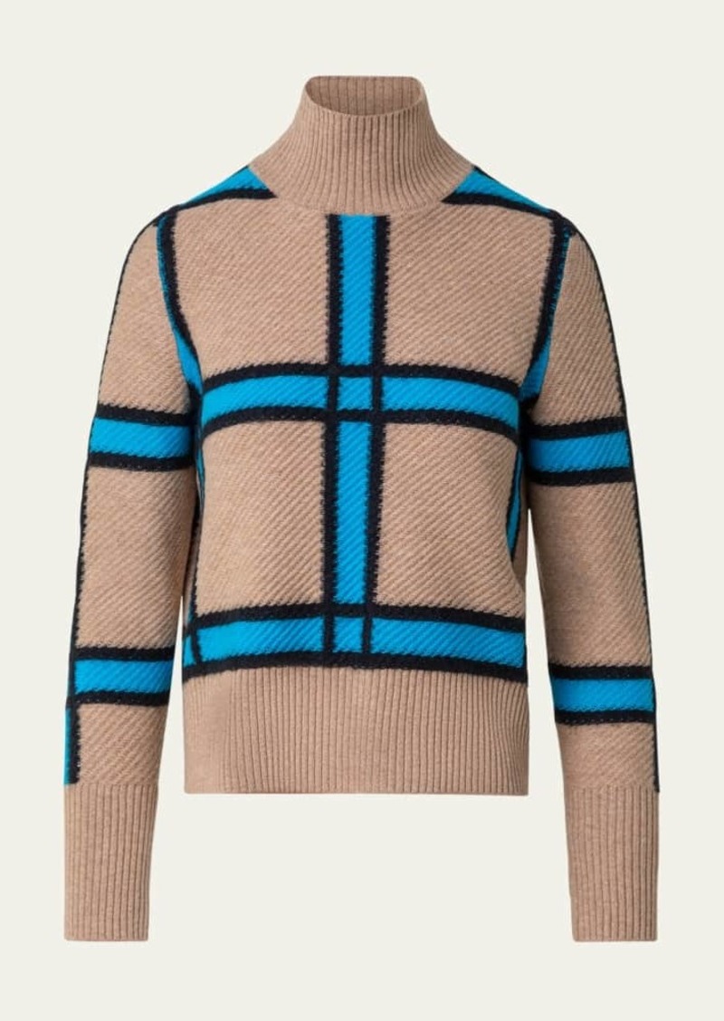 Akris punto Cashmere-Blend Window Check Knit Sweater