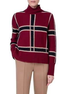 Akris punto Check Virgin Wool Blend Turtleneck Sweater