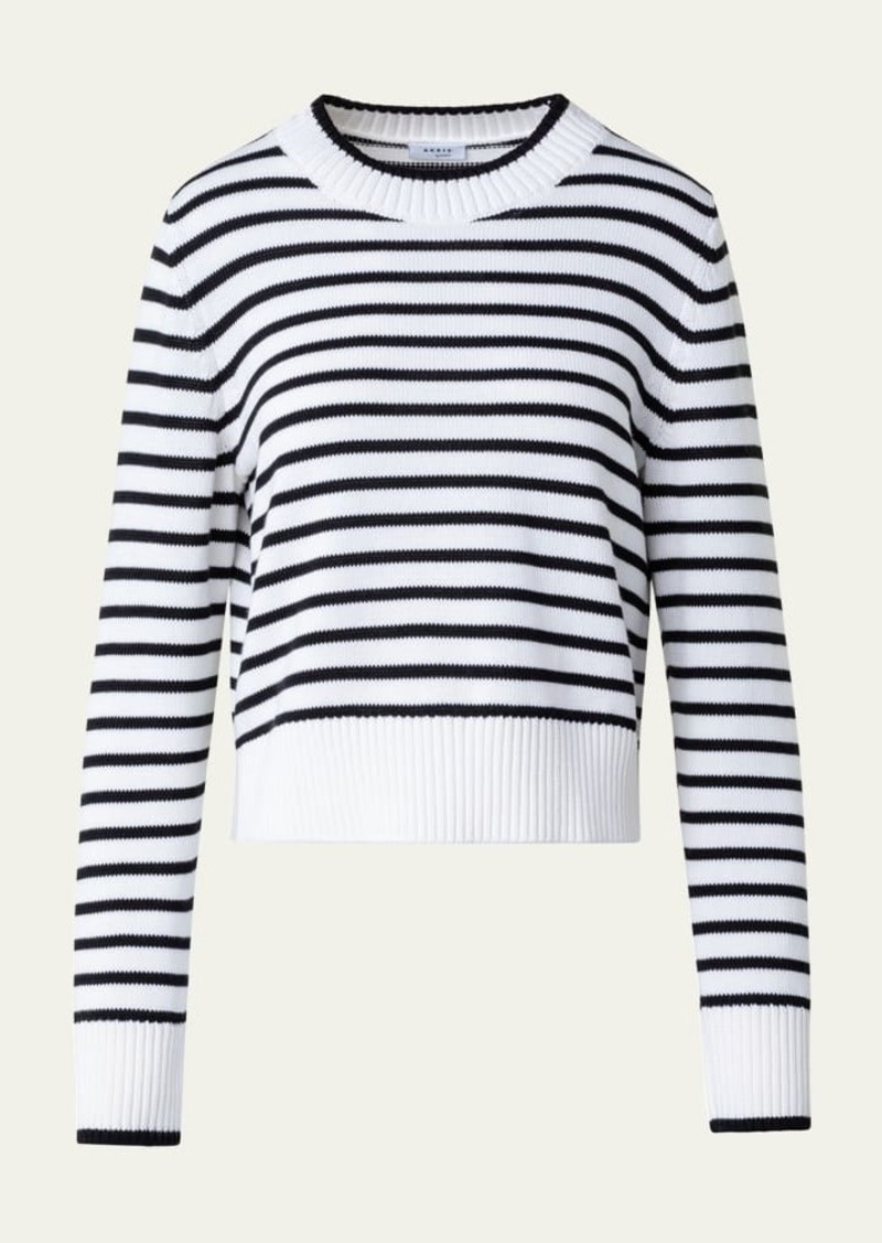 Akris punto Chunky Cotton Striped Knit Sweater