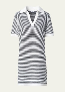 Akris punto Chunky Tweed Knit Mini Polo Dress