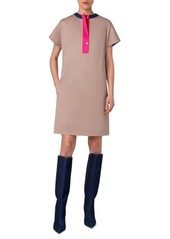 Akris punto Colorblock Henley Cotton Gabardine Dress