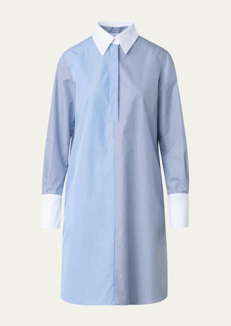 Akris punto Cotton Poplin Micro Striped Shirtdress