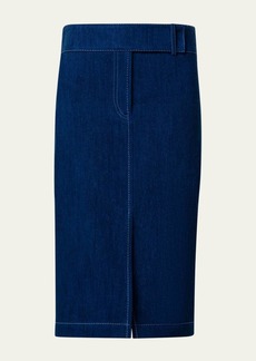 Akris punto Cotton Stretch Denim Midi Skirt