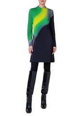 Akris punto Disco Laser Long Sleeve Stretch Crepe Dress