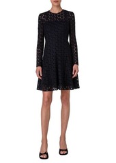 Akris punto Dot Guipure Lace Long Sleeve Fit & Flare Dress