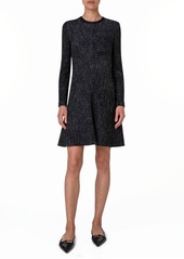 Akris punto Dot Print Long Sleeve A-Line Dress