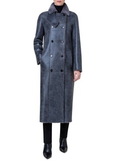 Akris punto Double Breasted Genuine Shearling Coat