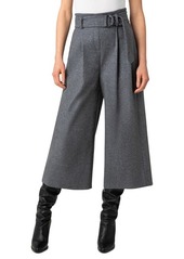 Akris punto Fiorella Belted Wool Blend Flannel Culottes