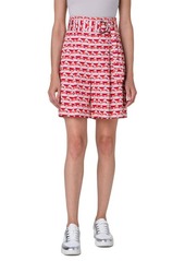 Akris punto Fiorellina Flamingo Dot Print Belted Cotton Bermuda Shorts