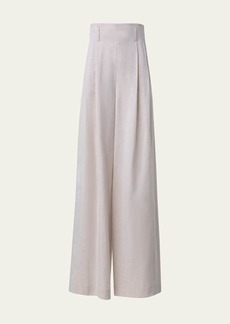 Akris punto Florina Linen Microstripe Wide-Leg Pants