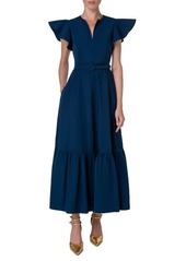 Akris punto Flounce Sleeve Taffeta Dress