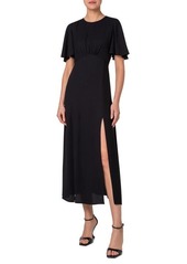 Akris punto Flutter Sleeve Moss Crepe Midi Dress