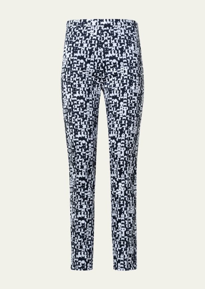 Akris punto Franca Circle Grid-Print Straight-Leg Ankle Denim Pants