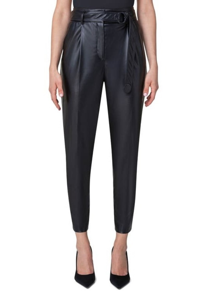 Akris punto Fred Belted Tapered Faux Leather Ankle Pants