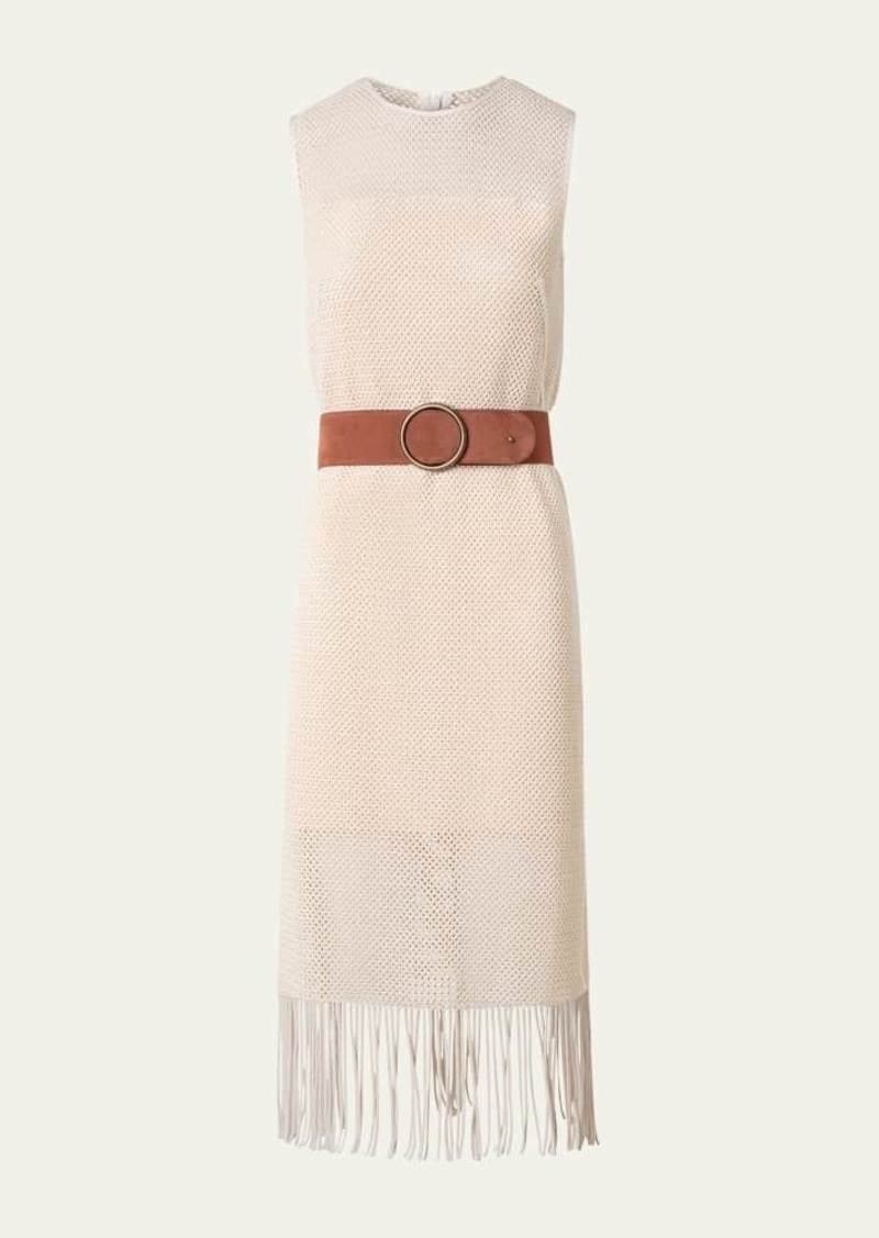 Akris punto Fringe Mesh Midi Dress