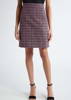 Akris punto Grid Check Tweed A-Line Skirt