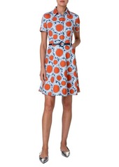 Akris punto Hello Sunshine Floral Belted Denim Shirtdress